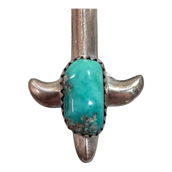 Navajo Sadie Randolph Sterling Silver Large Sandcast Turquoise Naja Pendant 34g - Picture 3 of 7